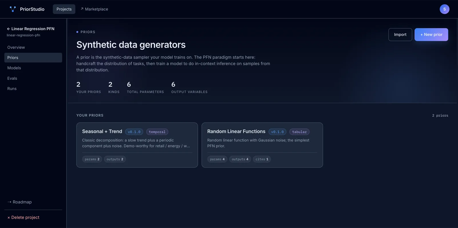 Priors list — curated catalog of ready-to-fork priors